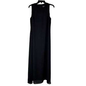Positive Attitude Black Sleeveless Maxi Dress Women 12 Sheath Flowy Business